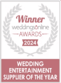 weddingsonline Awards 2024 winner badge: Wedding Entertainment Supplier of the Year